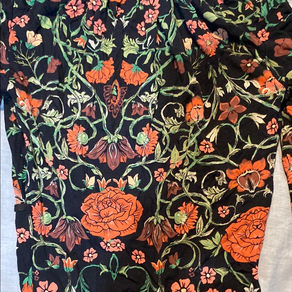 Floral Black Top with Orange Accents - Picture 5 of 5